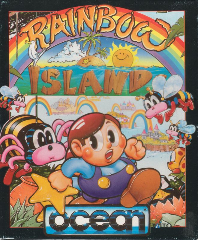 Rainbow Islands box art for Commodore 64